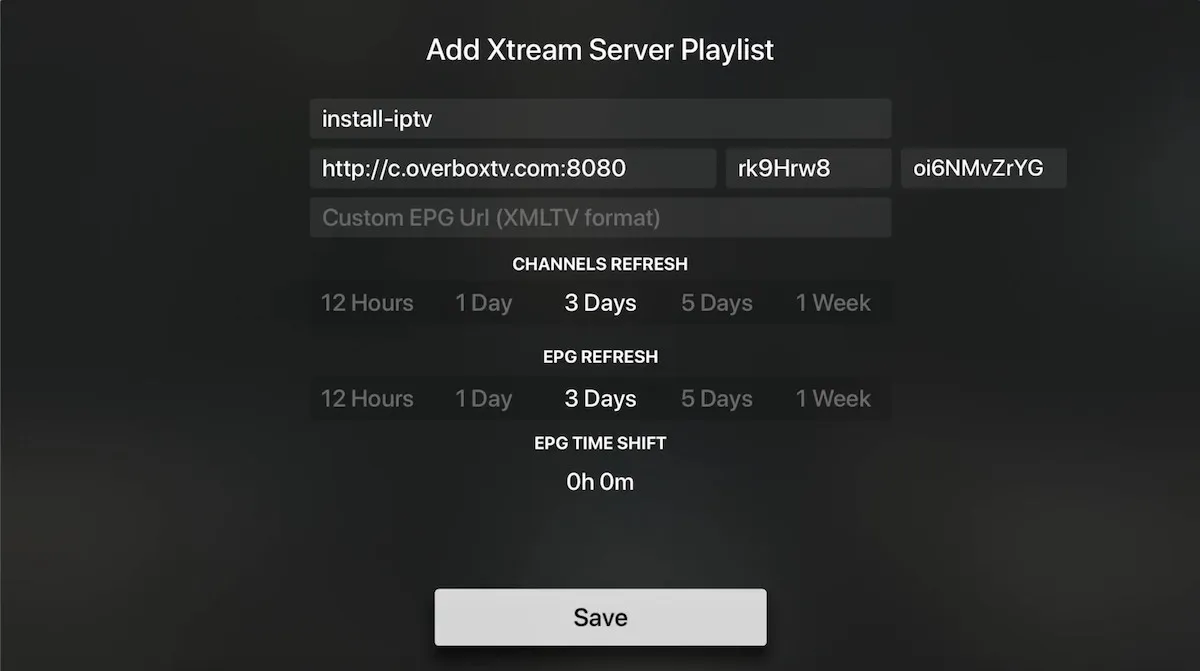 Enter your server details