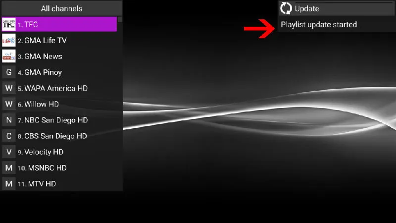 Load channels and VOD