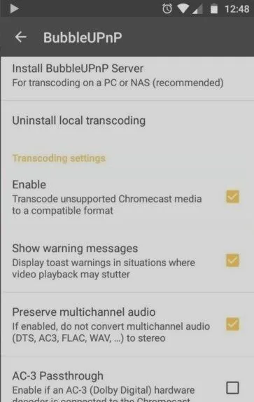 Enable transcoding